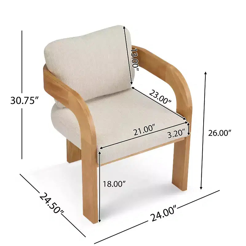 Set di 2 sedie da pranzo, sedie da cucina e sala da pranzo con schienale a cuscino, poltroncine Bouclé con struttura in legno di caucciù - ModernLuxe