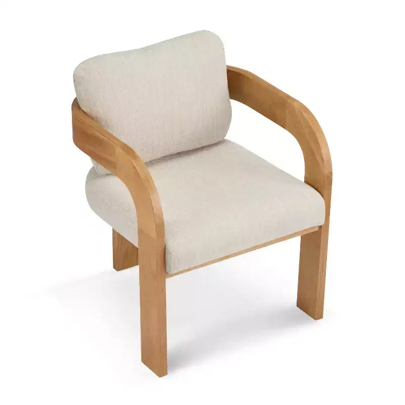 Set di 2 sedie da pranzo, sedie da cucina e sala da pranzo con schienale a cuscino, poltroncine Bouclé con struttura in legno di caucciù - ModernLuxe