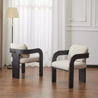 Set di 2 sedie da pranzo, sedie da cucina e sala da pranzo con schienale a cuscino, poltroncine Bouclé con struttura in legno di caucciù - ModernLuxe