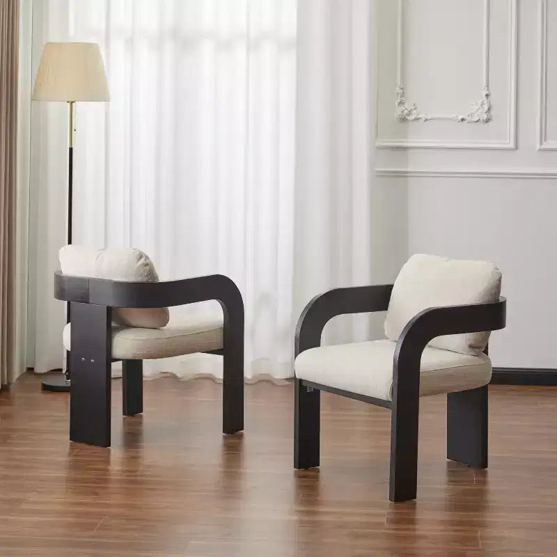 Set di 2 sedie da pranzo, sedie da cucina e sala da pranzo con schienale a cuscino, poltroncine Bouclé con struttura in legno di caucciù - ModernLuxe