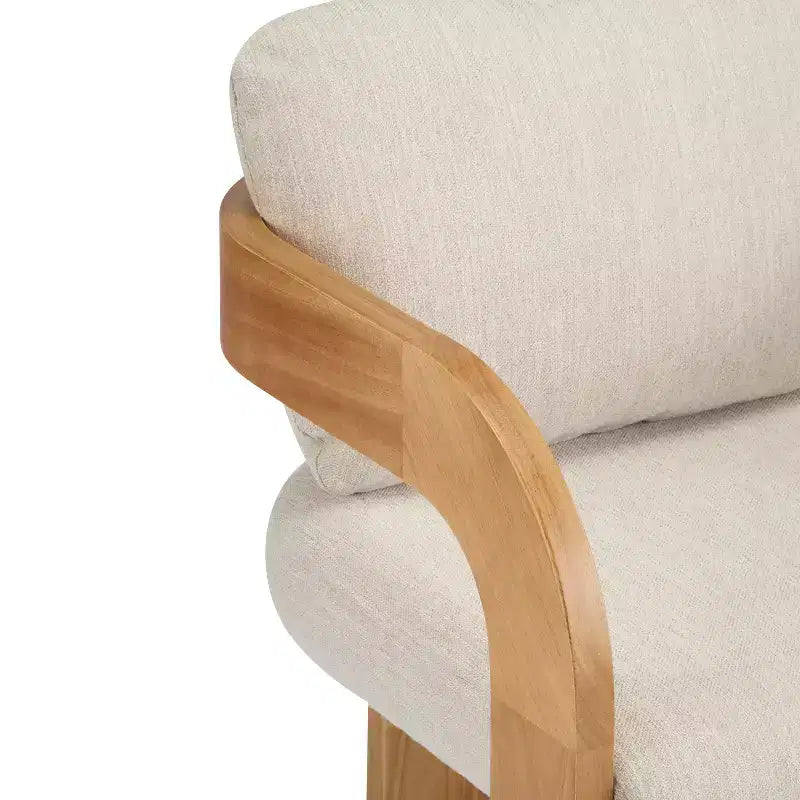 Set di 2 sedie da pranzo, sedie da cucina e sala da pranzo con schienale a cuscino, poltroncine Bouclé con struttura in legno di caucciù - ModernLuxe