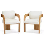 Set di 2 sedie da pranzo, sedie da cucina e sala da pranzo con schienale a cuscino, poltroncine Bouclé con struttura in legno di caucciù - ModernLuxe