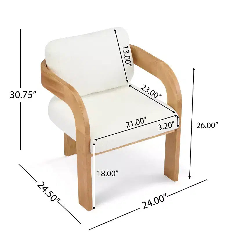 Set di 2 sedie da pranzo, sedie da cucina e sala da pranzo con schienale a cuscino, poltroncine Bouclé con struttura in legno di caucciù - ModernLuxe