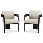 Set di 2 sedie da pranzo, sedie da cucina e sala da pranzo con schienale a cuscino, poltroncine Bouclé con struttura in legno di caucciù - ModernLuxe