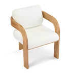 Set di 2 sedie da pranzo, sedie da cucina e sala da pranzo con schienale a cuscino, poltroncine Bouclé con struttura in legno di caucciù - ModernLuxe