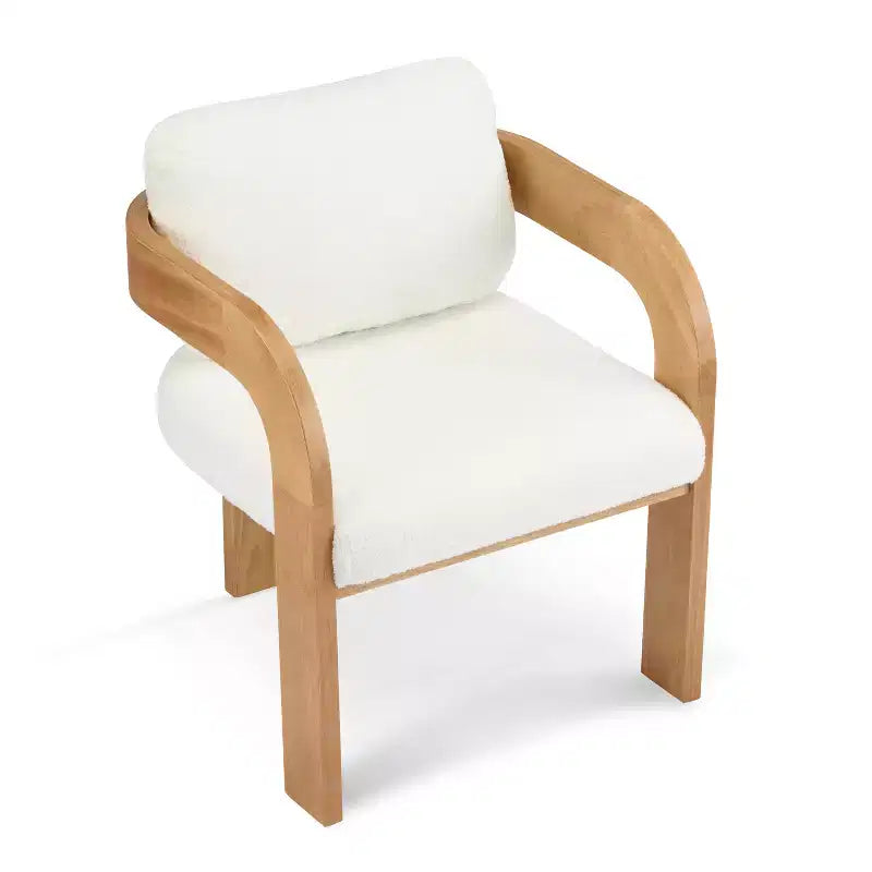 Set di 2 sedie da pranzo, sedie da cucina e sala da pranzo con schienale a cuscino, poltroncine Bouclé con struttura in legno di caucciù - ModernLuxe