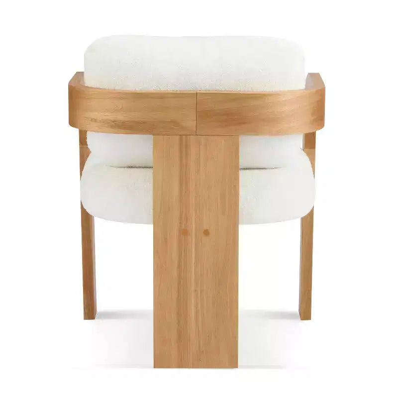 Set di 2 sedie da pranzo, sedie da cucina e sala da pranzo con schienale a cuscino, poltroncine Bouclé con struttura in legno di caucciù - ModernLuxe