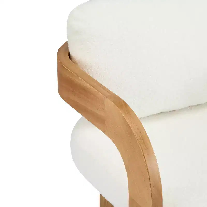 Set di 2 sedie da pranzo, sedie da cucina e sala da pranzo con schienale a cuscino, poltroncine Bouclé con struttura in legno di caucciù - ModernLuxe