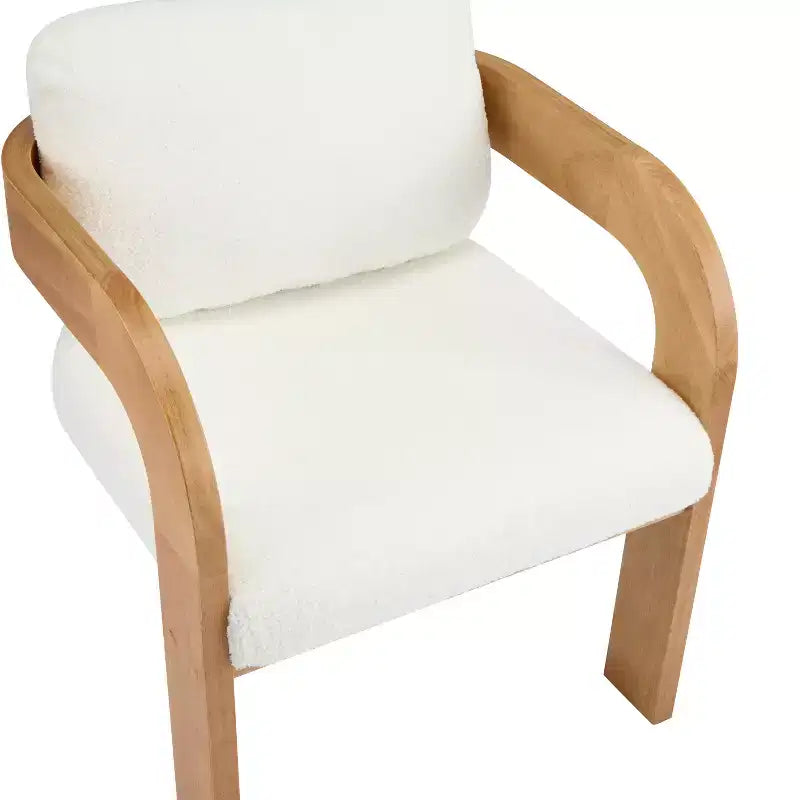 Set di 2 sedie da pranzo, sedie da cucina e sala da pranzo con schienale a cuscino, poltroncine Bouclé con struttura in legno di caucciù - ModernLuxe