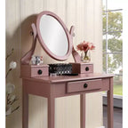 Toeletta da Trucco Contemporanea con Specchio, 3 Cassetti, Sgabello Abbinato per Camera da Letto, Finitura Oro Rosa, Design Salvaspazio