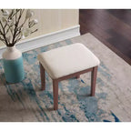 Toeletta da Trucco Contemporanea con Specchio, 3 Cassetti, Sgabello Abbinato per Camera da Letto, Finitura Oro Rosa, Design Salvaspazio