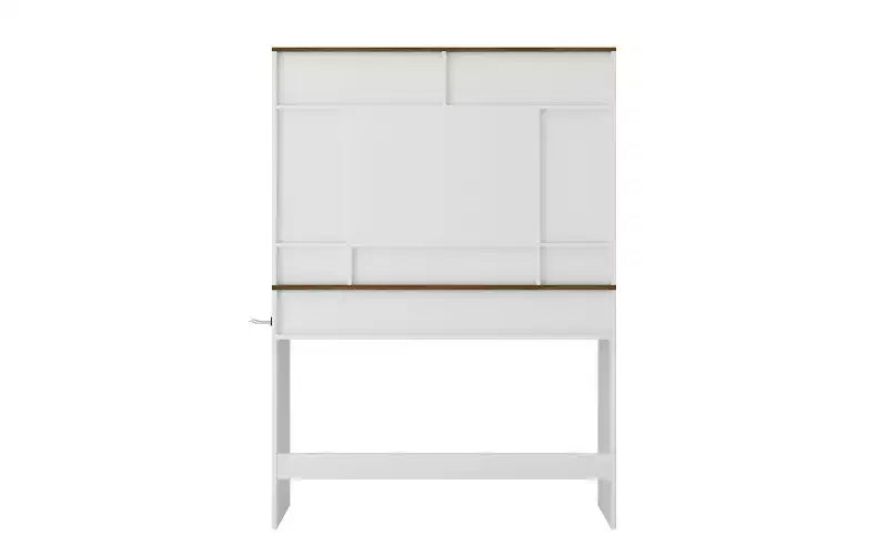 Toeletta Trucco da 43 pollici in Stile Rustico con Specchio Illuminato, Contenitori Organizzati e Supporto per Asciugacapelli per Camera da Letto, Finitura Naturale