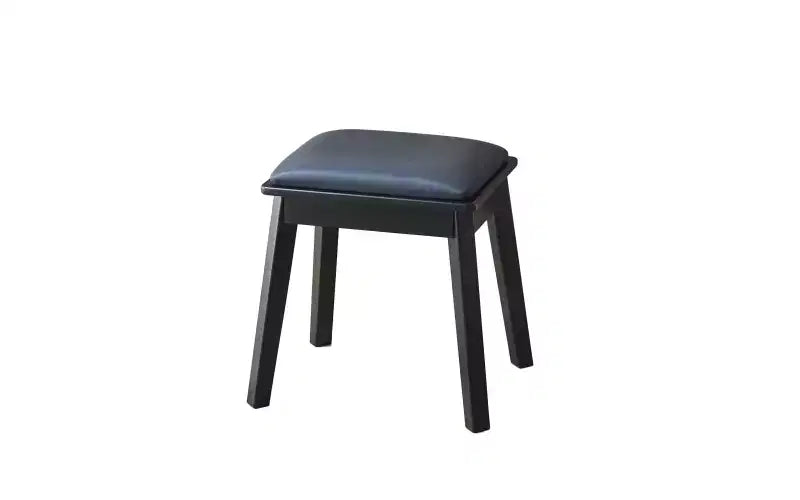 Moderna toeletta angolare con specchio illuminato, 4 cassetti, mobile laterale, sgabello abbinato e ripiani aperti per la camera da letto