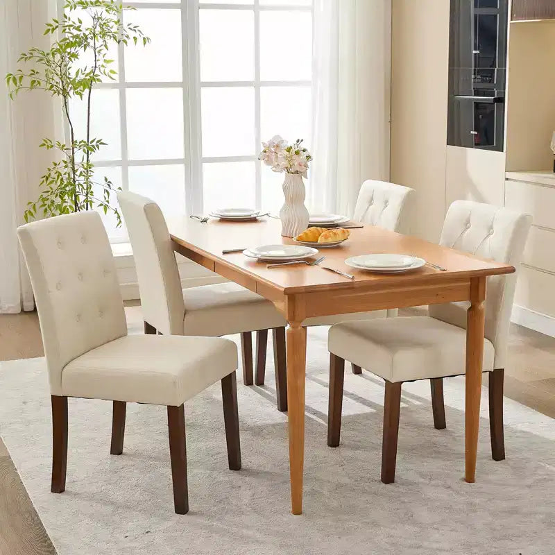 Set di 2 sedie da pranzo imbottite - Sedie da cucina moderne con bottoni trapuntati, gambe in legno e sedili imbottiti (misura standard)