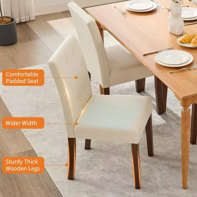 Set di 2 sedie da pranzo imbottite - Sedie da cucina moderne con bottoni trapuntati, gambe in legno e sedili imbottiti (misura standard)