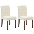 2-Piece Upholstered Dining Chairs Set - Modern Button Tufted Kitchen Chairs with Wood Legs & Padded Seats (Standard Size)