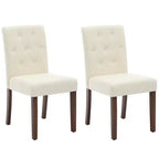 2-Piece Upholstered Dining Chairs Set - Modern Button Tufted Kitchen Chairs with Wood Legs & Padded Seats (Standard Size)