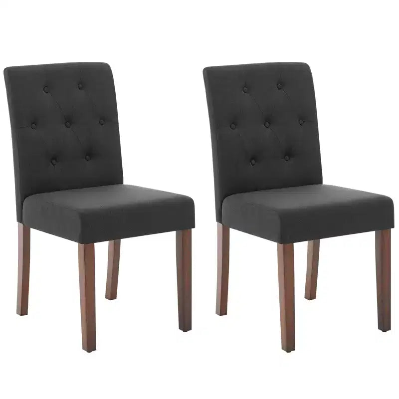 Set di 2 sedie da pranzo imbottite - Sedie da cucina moderne con bottoni trapuntati, gambe in legno e sedili imbottiti (misura standard)