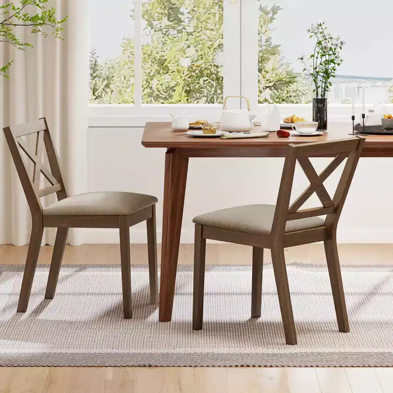 Costway Set di Sedie da Pranzo 2/4 Sedili Imbottiti e Schienale Traspirante a X