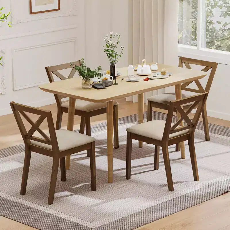Costway Set di Sedie da Pranzo 2/4 Sedili Imbottiti e Schienale Traspirante a X