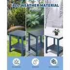 Set di 2 tavolini da esterno, tavolini laterali da patio resistenti a tutte le condizioni atmosferiche, tavolino da patio quadrato in plastica, tavolino per patio, piscina, ponte
