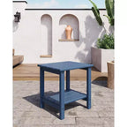 Set di 2 tavolini da esterno, tavolini laterali da patio resistenti a tutte le condizioni atmosferiche, tavolino da patio quadrato in plastica, tavolino per patio, piscina, ponte