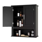 Mobiletto da parete nero per bagno con 2 ante e 1 ripiano