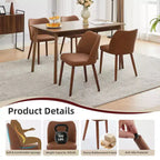 GustoWave Set di 6 Sedie da Pranzo Moderne con Schienale Alto a Orecchioni, Rivestimento in Lino, Gambe in Legno, Cuscini Spessi Salvaspazio per Cucina