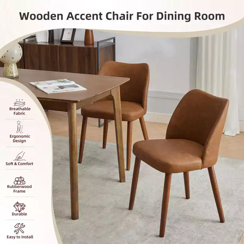 GustoWave Set di 6 Sedie da Pranzo Moderne con Schienale Alto a Orecchioni, Rivestimento in Lino, Gambe in Legno, Cuscini Spessi Salvaspazio per Cucina