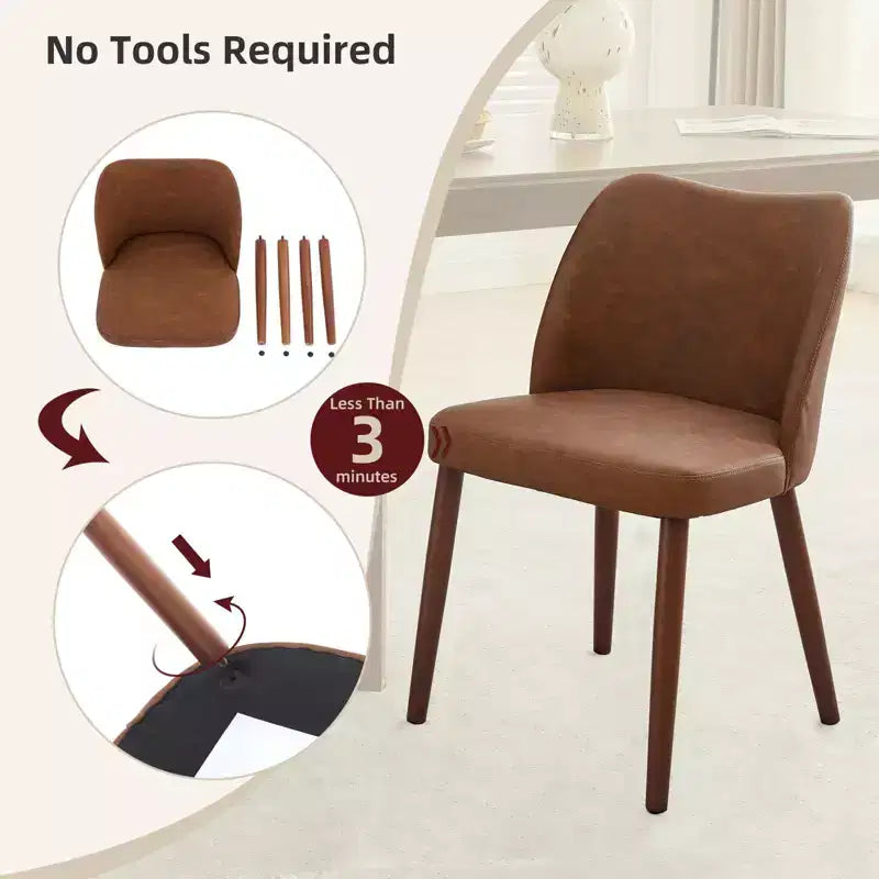 GustoWave Set di 6 Sedie da Pranzo Moderne con Schienale Alto a Orecchioni, Rivestimento in Lino, Gambe in Legno, Cuscini Spessi Salvaspazio per Cucina
