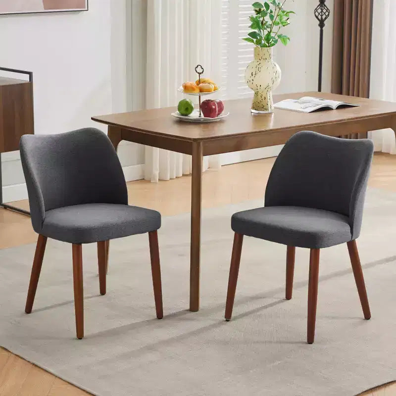 GustoWave Set di 6 Sedie da Pranzo Moderne con Schienale Alto a Orecchioni, Rivestimento in Lino, Gambe in Legno, Cuscini Spessi Salvaspazio per Cucina