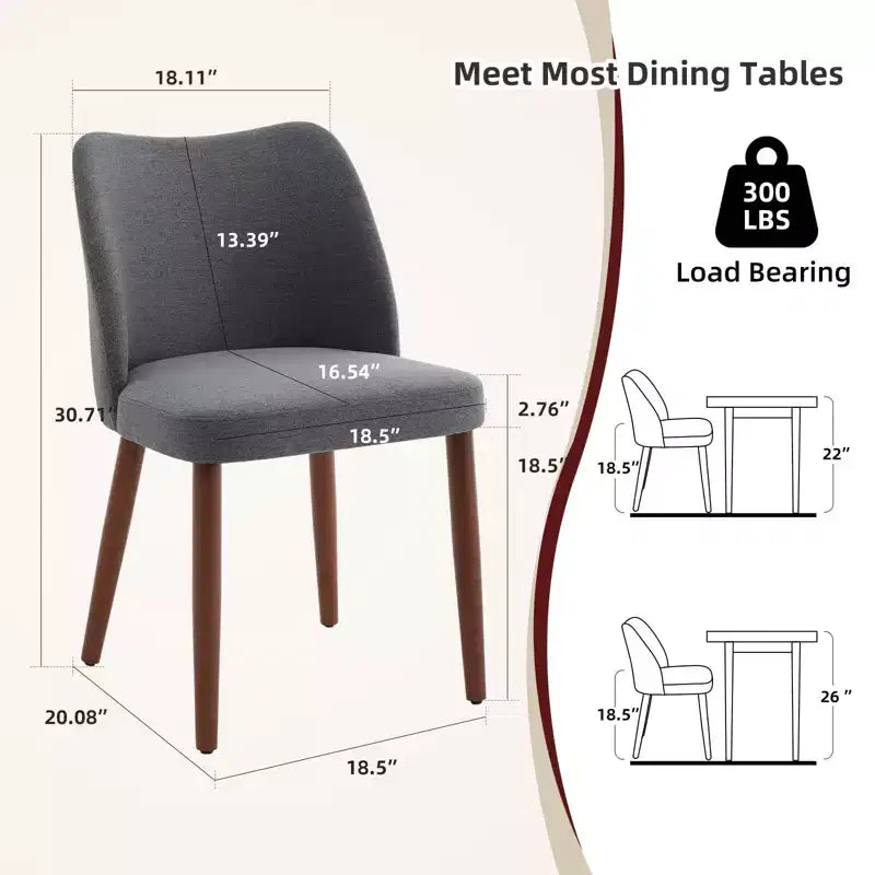 GustoWave Set di 6 Sedie da Pranzo Moderne con Schienale Alto a Orecchioni, Rivestimento in Lino, Gambe in Legno, Cuscini Spessi Salvaspazio per Cucina