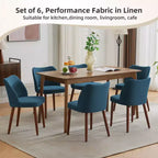 GustoWave Set di 6 Sedie da Pranzo Moderne con Schienale Alto a Orecchioni, Rivestimento in Lino, Gambe in Legno, Cuscini Spessi Salvaspazio per Cucina