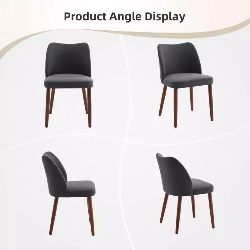 GustoWave Set di 6 Sedie da Pranzo Moderne con Schienale Alto a Orecchioni, Rivestimento in Lino, Gambe in Legno, Cuscini Spessi Salvaspazio per Cucina