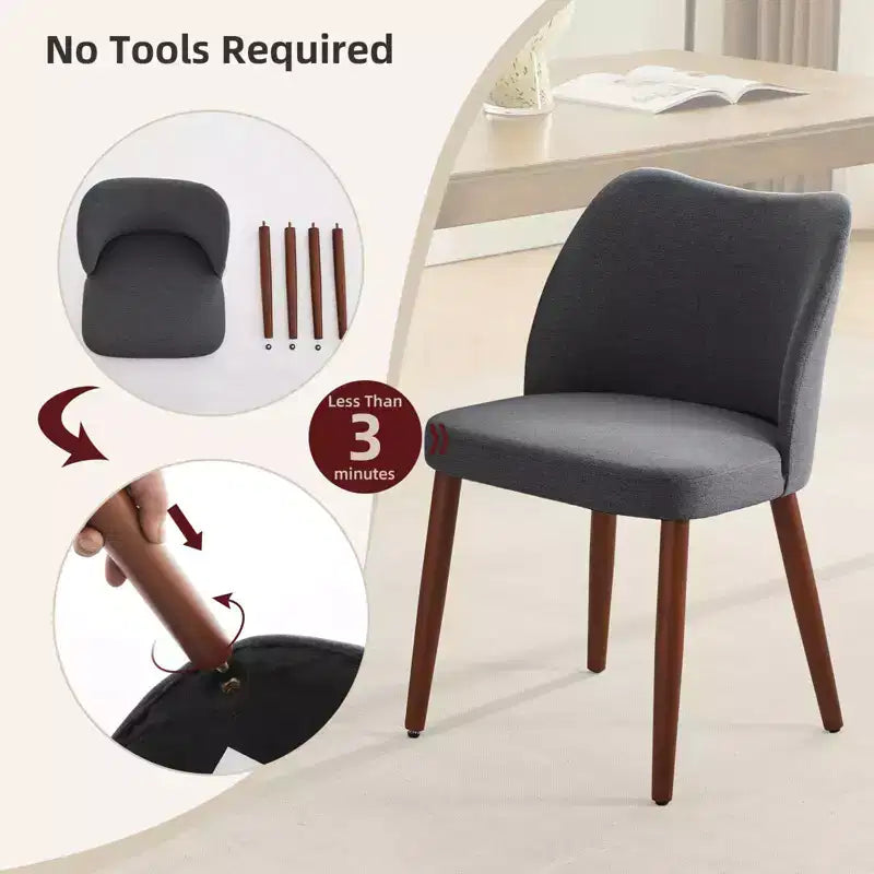 GustoWave Set di 6 Sedie da Pranzo Moderne con Schienale Alto a Orecchioni, Rivestimento in Lino, Gambe in Legno, Cuscini Spessi Salvaspazio per Cucina
