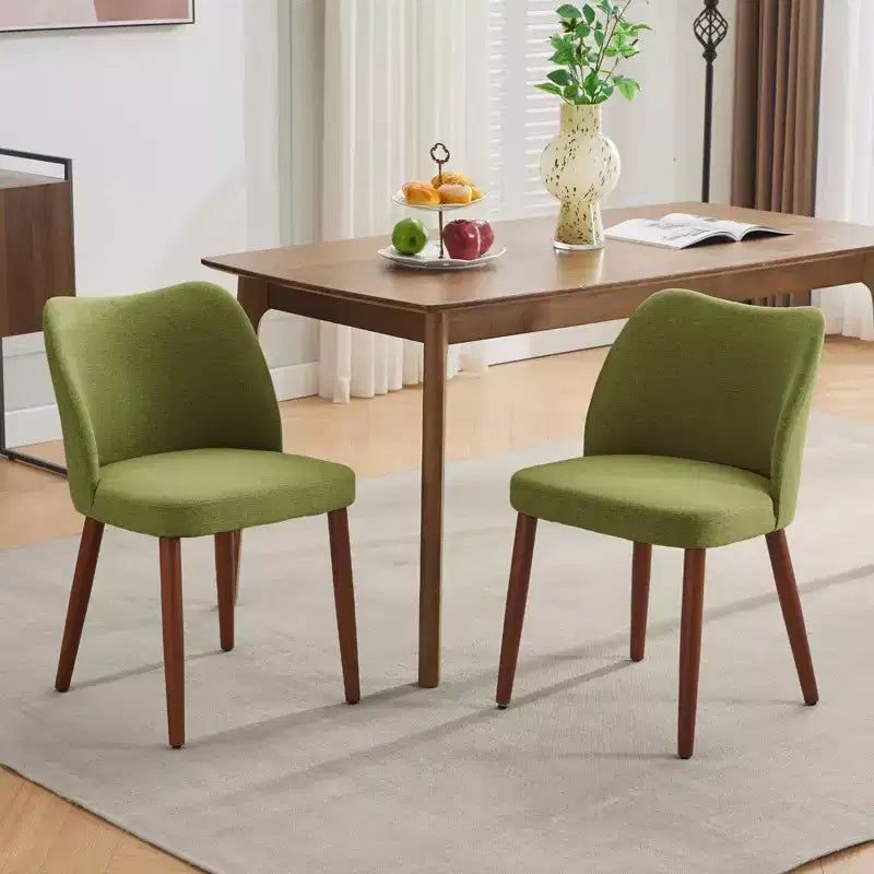 GustoWave Set di 6 Sedie da Pranzo Moderne con Schienale Alto a Orecchioni, Rivestimento in Lino, Gambe in Legno, Cuscini Spessi Salvaspazio per Cucina