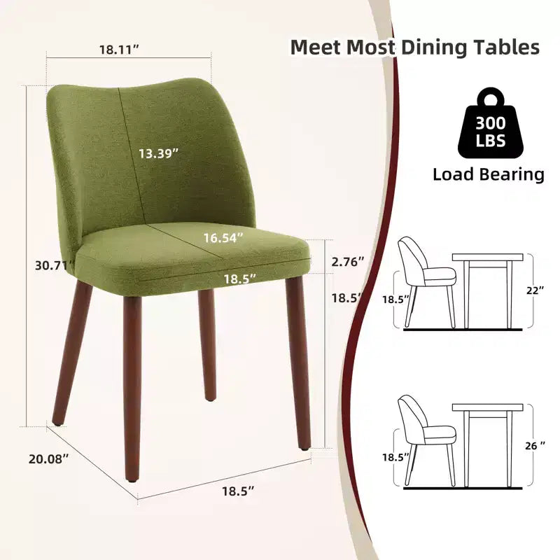 GustoWave Set di 6 Sedie da Pranzo Moderne con Schienale Alto a Orecchioni, Rivestimento in Lino, Gambe in Legno, Cuscini Spessi Salvaspazio per Cucina