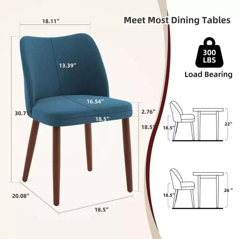GustoWave Set di 6 Sedie da Pranzo Moderne con Schienale Alto a Orecchioni, Rivestimento in Lino, Gambe in Legno, Cuscini Spessi Salvaspazio per Cucina