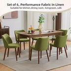 GustoWave Set di 6 Sedie da Pranzo Moderne con Schienale Alto a Orecchioni, Rivestimento in Lino, Gambe in Legno, Cuscini Spessi Salvaspazio per Cucina