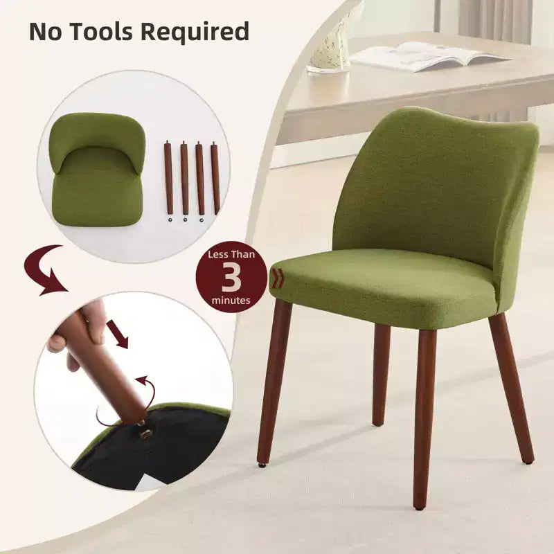 GustoWave Set di 6 Sedie da Pranzo Moderne con Schienale Alto a Orecchioni, Rivestimento in Lino, Gambe in Legno, Cuscini Spessi Salvaspazio per Cucina
