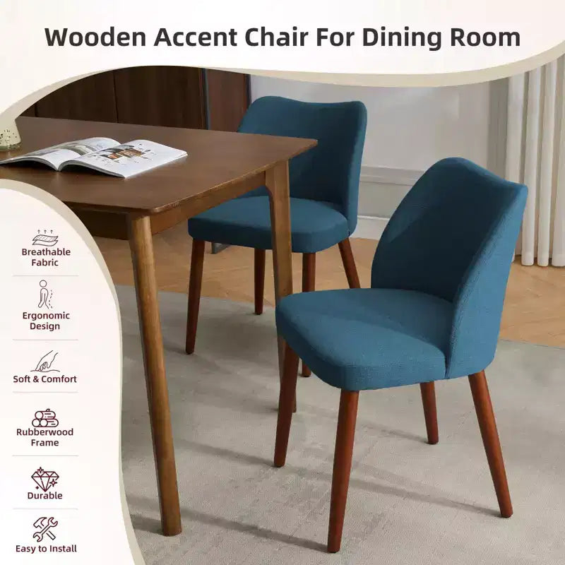 GustoWave Set di 6 Sedie da Pranzo Moderne con Schienale Alto a Orecchioni, Rivestimento in Lino, Gambe in Legno, Cuscini Spessi Salvaspazio per Cucina