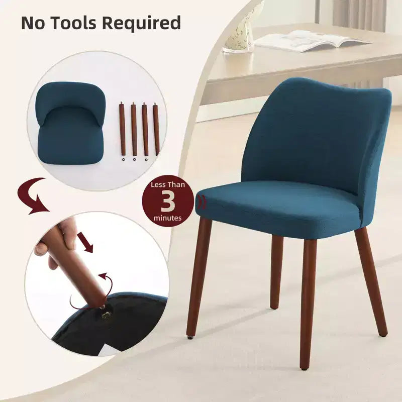GustoWave Set di 6 Sedie da Pranzo Moderne con Schienale Alto a Orecchioni, Rivestimento in Lino, Gambe in Legno, Cuscini Spessi Salvaspazio per Cucina