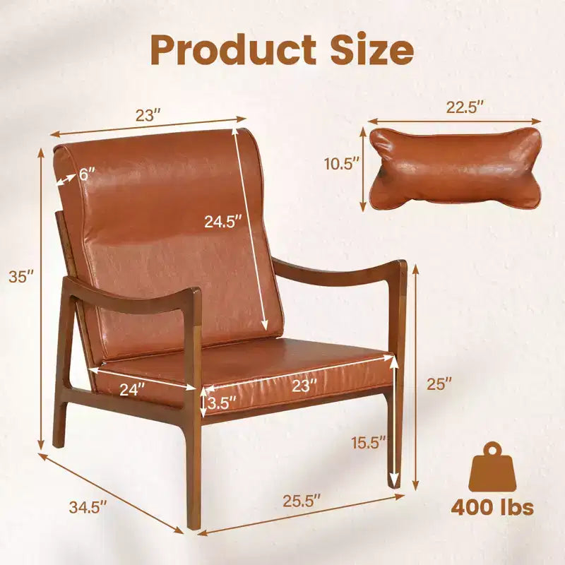 Costway Poltrona Imbottita in Lino 1/2 Pezzi con Cuscino Lombare, Schienale Rimovibile, Cuscini Seduta Beige/Marrone