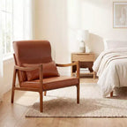 Costway Poltrona Imbottita in Lino 1/2 Pezzi con Cuscino Lombare, Schienale Rimovibile, Cuscini Seduta Beige/Marrone