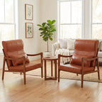 Costway Poltrona Imbottita in Lino 1/2 Pezzi con Cuscino Lombare, Schienale Rimovibile, Cuscini Seduta Beige/Marrone