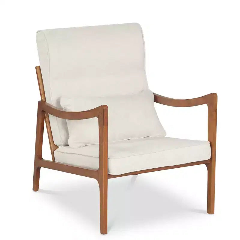 Costway Poltrona Imbottita in Lino 1/2 Pezzi con Cuscino Lombare, Schienale Rimovibile, Cuscini Seduta Beige/Marrone