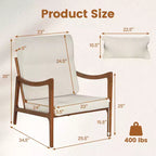 Costway Poltrona Imbottita in Lino 1/2 Pezzi con Cuscino Lombare, Schienale Rimovibile, Cuscini Seduta Beige/Marrone