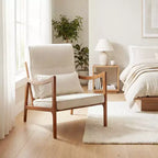 Costway Poltrona Imbottita in Lino 1/2 Pezzi con Cuscino Lombare, Schienale Rimovibile, Cuscini Seduta Beige/Marrone