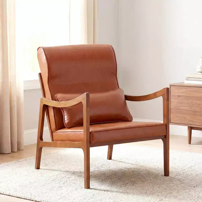 Costway Poltrona Imbottita in Lino 1/2 Pezzi con Cuscino Lombare, Schienale Rimovibile, Cuscini Seduta Beige/Marrone