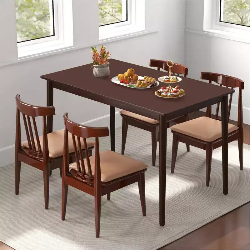 Costway Tavolo da Pranzo Rettangolare 48 per 4 con Gambe in Legno di Gomma, Stile Moderno di Metà Secolo
